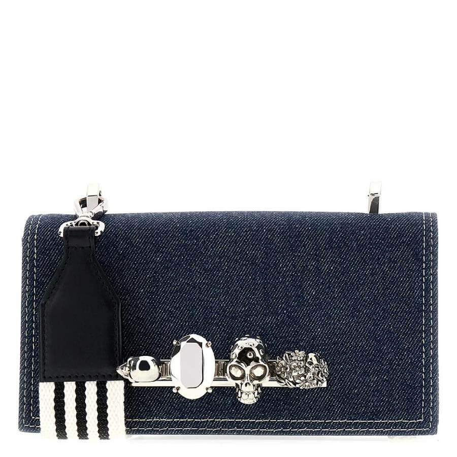 Alexander McQueen Denim Biker Knuckle Jewelled Satchel Cover