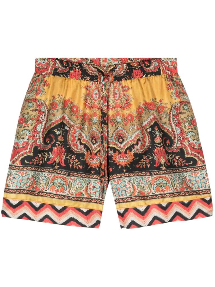 Pierre-Louis Mascia Aloe floral-print silk shorts - Yellow Cover