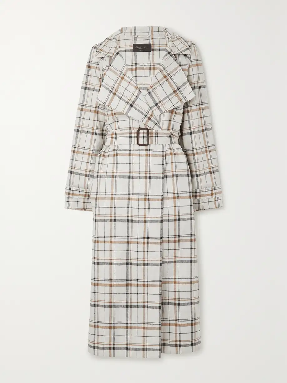 Loro Piana - Bille Checked Belted Linen Trench Coat - White Cover