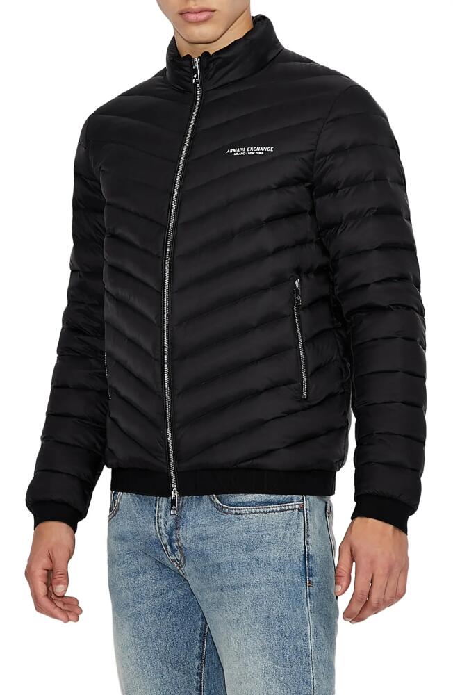 Armani Exchange Packable Down Puffer Jacket in Black Cover