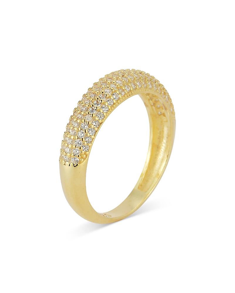 Aqua Pave Dome Band Ring in 14K Gold Plated Sterling Silver - Exclusive Cover