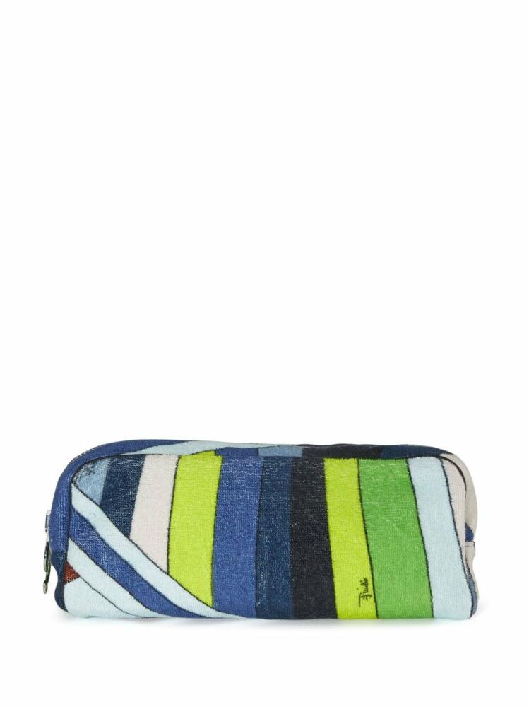 PUCCI stripe-print textured make up bag - Green Cover