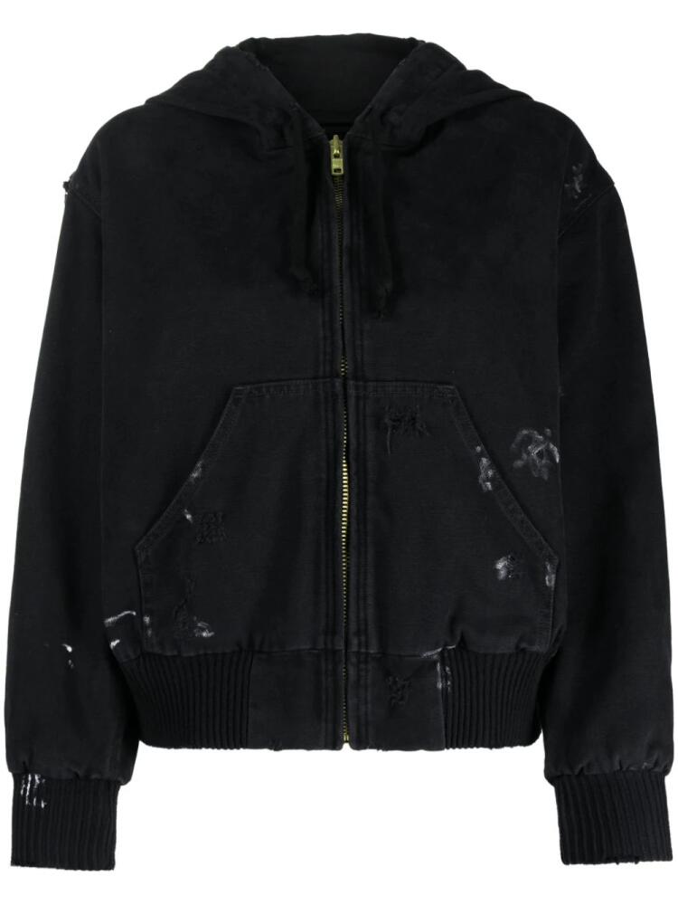 Vaquera distressed-finish hooded zip-up jacket - Black Cover