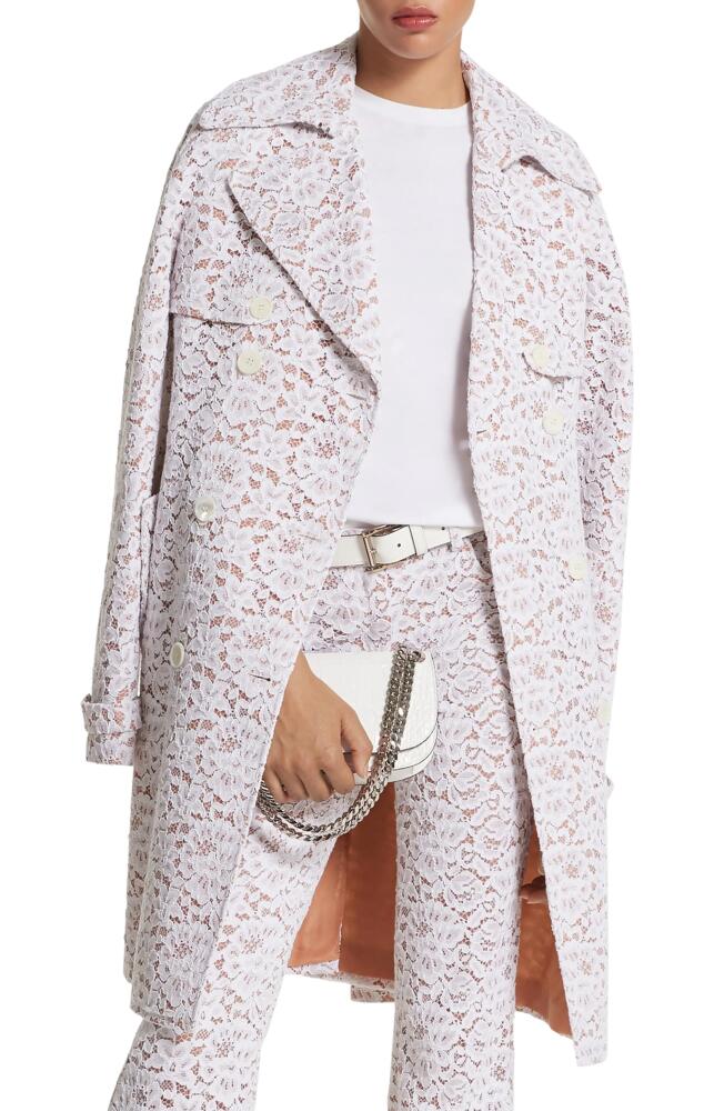 Michael Kors Collection Floral Lace Trench Coat in Optic White Cover