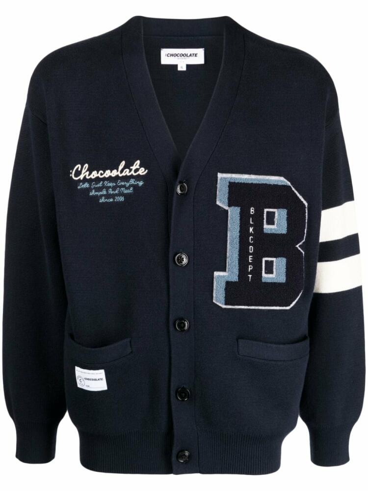 CHOCOOLATE logo-embroidered knitted cardigan - Blue Cover