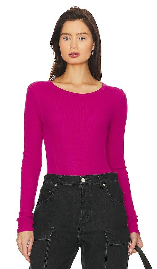 Bobi Crew Neck Long Sleeve Top in Fuchsia Cover