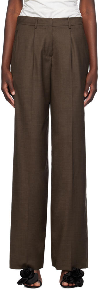 Magda Butrym Brown Wide Leg Tailored Wool Trousers Cover