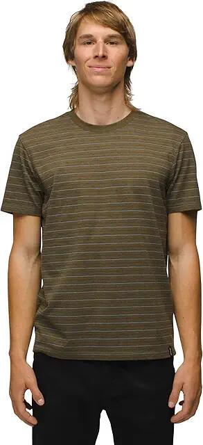 Prana prAna Crew T-Shirt (Cargo Green Stripe) Men's T Shirt Cover