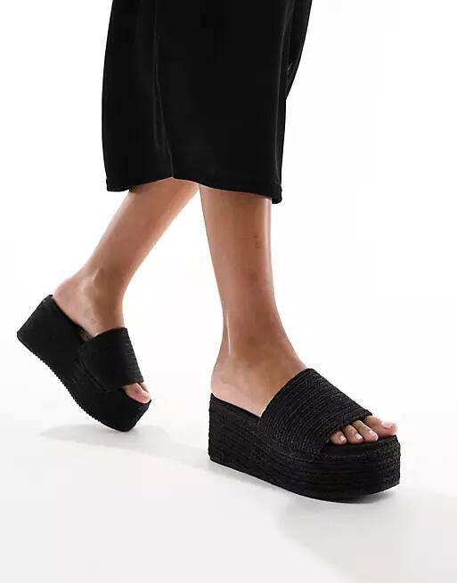 South Beach platform espadrille mules sandals in black Cover