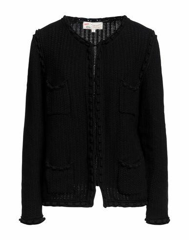 Maison Common Woman Cardigan Black Cotton, PBT - Polybutylene terephthalate Cover