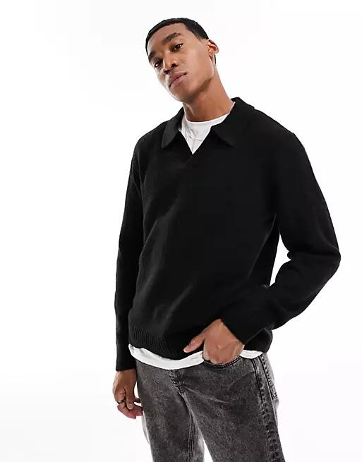 Jack & Jones collared sweater in black Cover