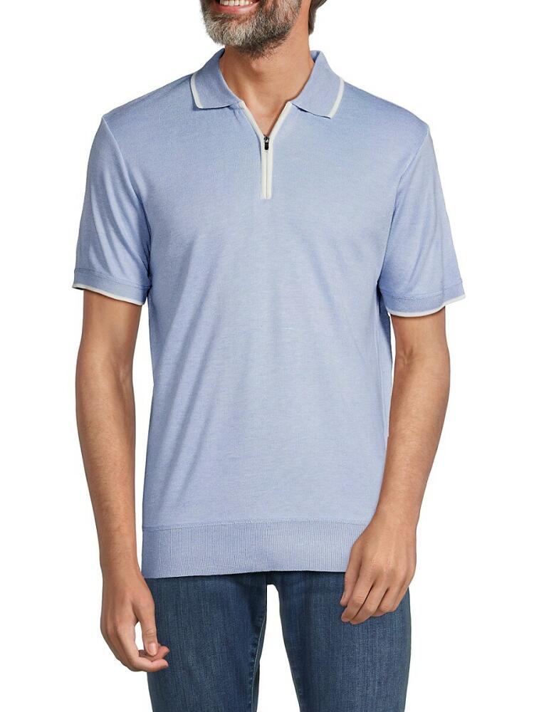 BUFFALO David Bitton Men's Ward Tipped Zip Polo - Blue Mix Cover