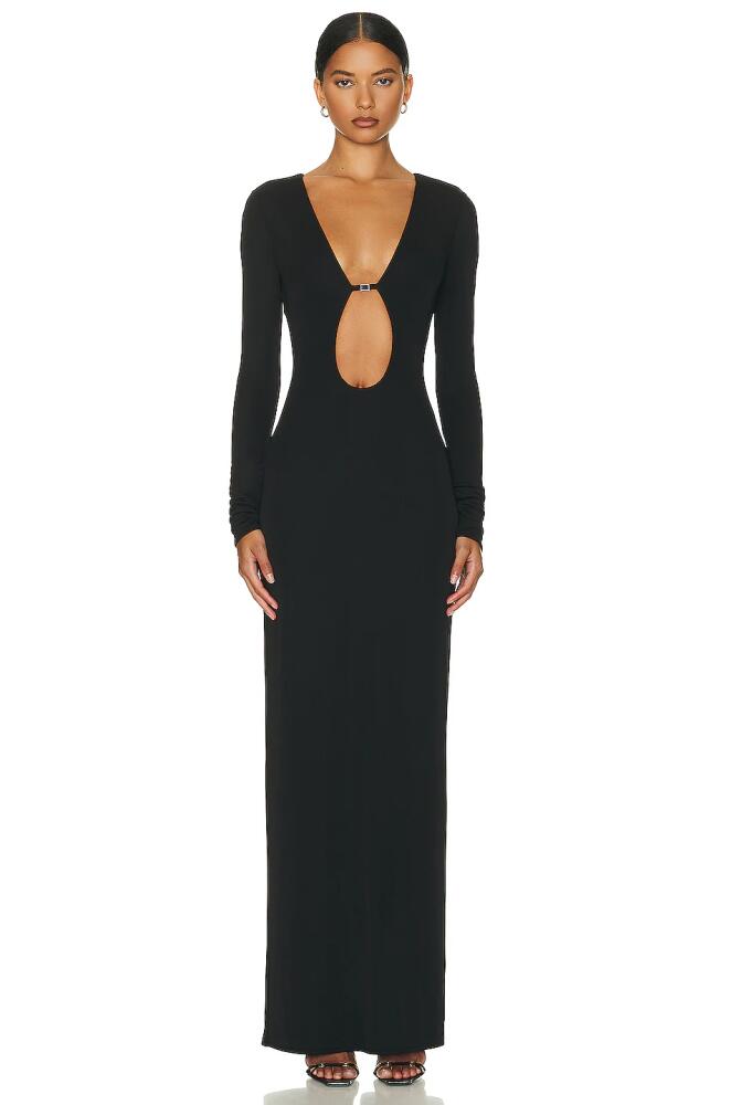 Helsa Matte Jersey Cut Out Dress in Black Cover