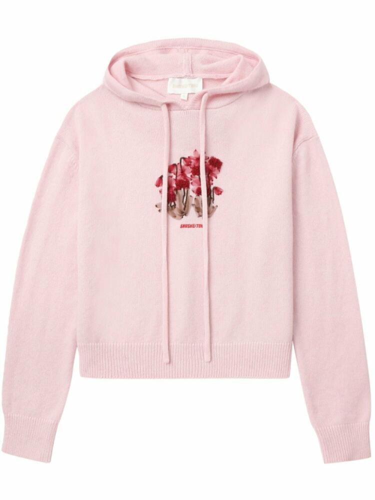 SHUSHU/TONG floral-embroidered hoodie - Pink Cover