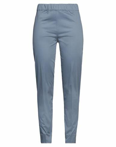 D. exterior Woman Pants Slate blue Cotton, Elastane Cover