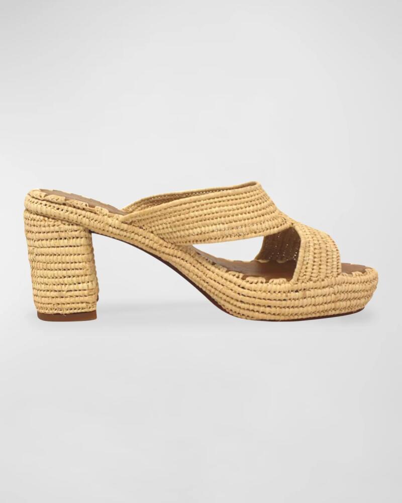 Carrie Forbes Raffia Crisscross Block-Heel Sandals Cover