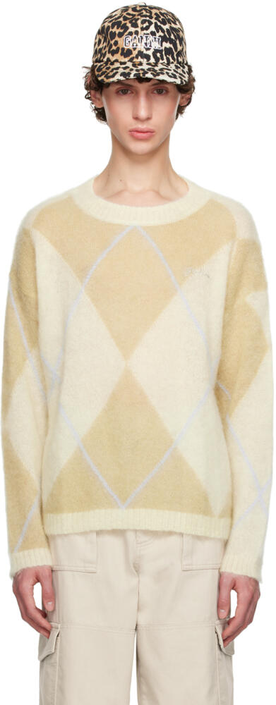 GANNI Beige O-Neck Sweater Cover