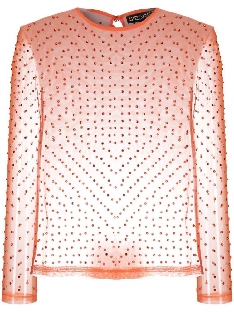 SIEDRES crystal-embellisment sheer blouse - Orange Cover