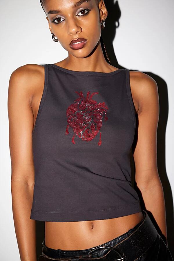 Silence + Noise Mercedes Bleeding Heart Diamanté Graphic Tank Top in Black Cover