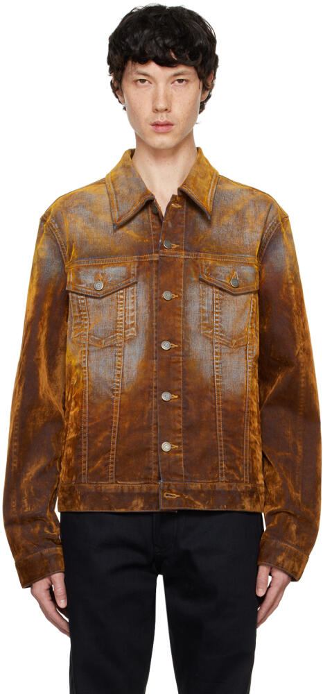 COÛT DE LA LIBERTÉ Orange Johnny Stretch Suede Denim Jacket Cover