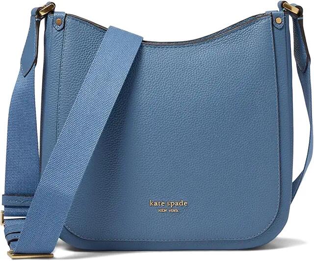 Kate Spade New York Roulette Pebbled Leather Medium Messenger (Manta Blue) Bags Cover