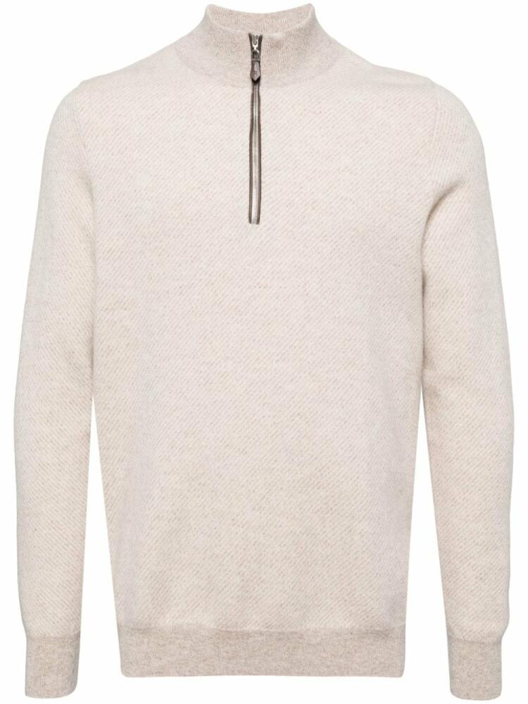 N.Peal Temple Jacquard Half Zip sweatshirt - Neutrals Cover