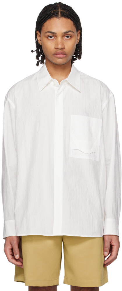 Solid Homme White Hidden Button Shirt Cover