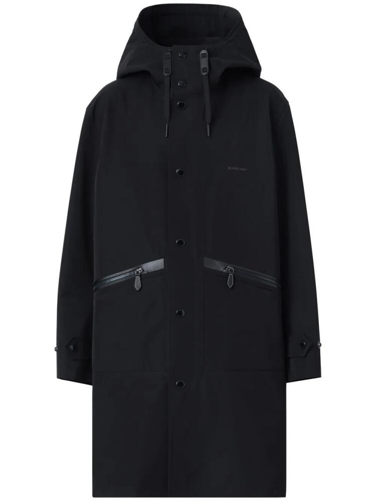 Burberry embossed-logo midi hooded parka - Black Cover