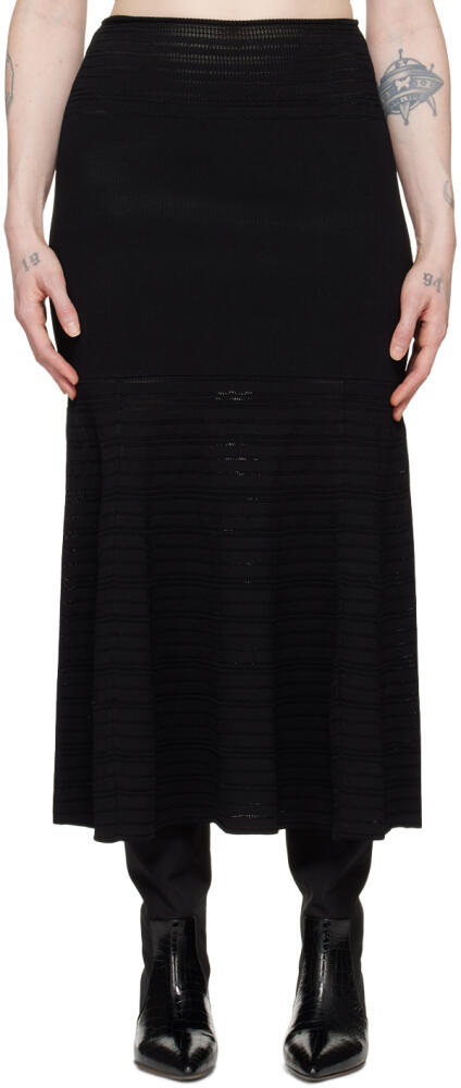 Victoria Beckham Black Fit & Flare Midi Skirt Cover