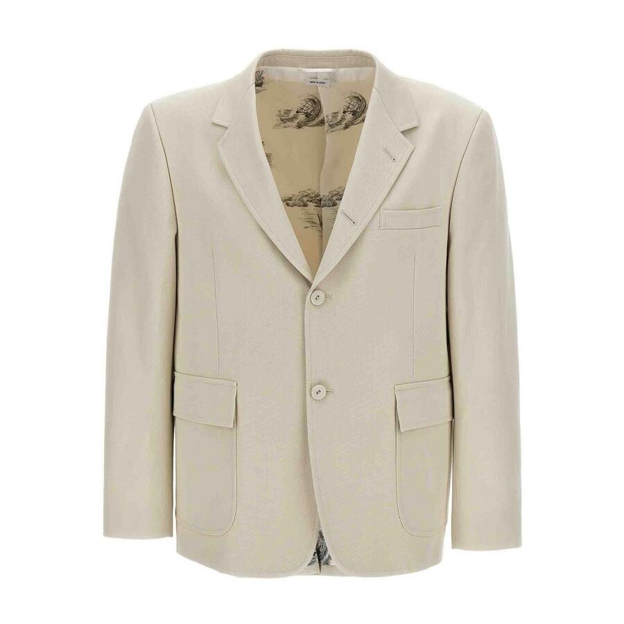 Thom Browne Mens Natural White RWB-Stripe Tailored Blazer Cover