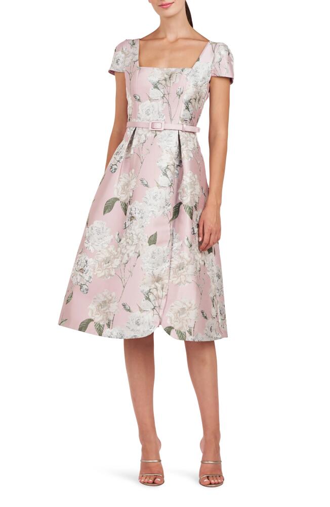 Kay Unger Mira Floral Fit & Flare Midi Dress in Pink Pearl Cover