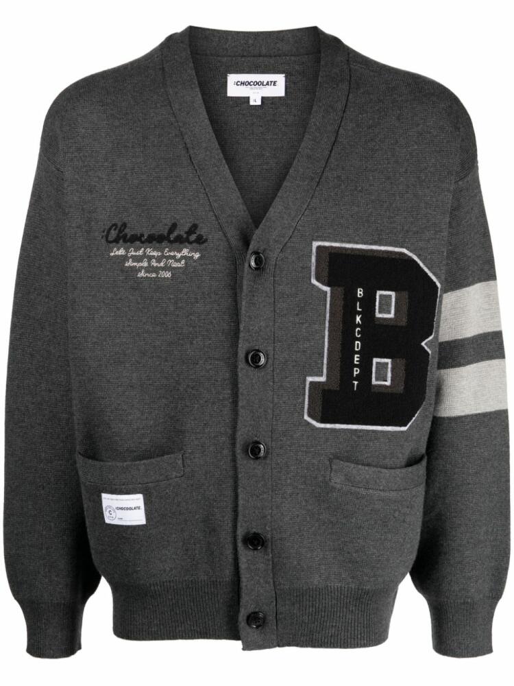 CHOCOOLATE logo-embroidered knitted cardigan - Grey Cover