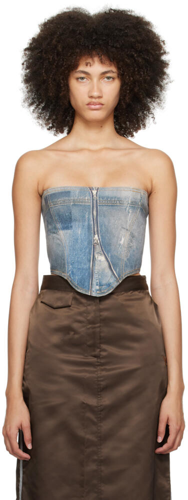 OPEN YY Blue Jean Effect Denim Corset Cover