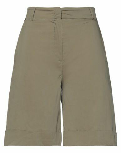 D. exterior Woman Shorts & Bermuda Shorts Military green Cotton, Polyamide, Elastane Cover