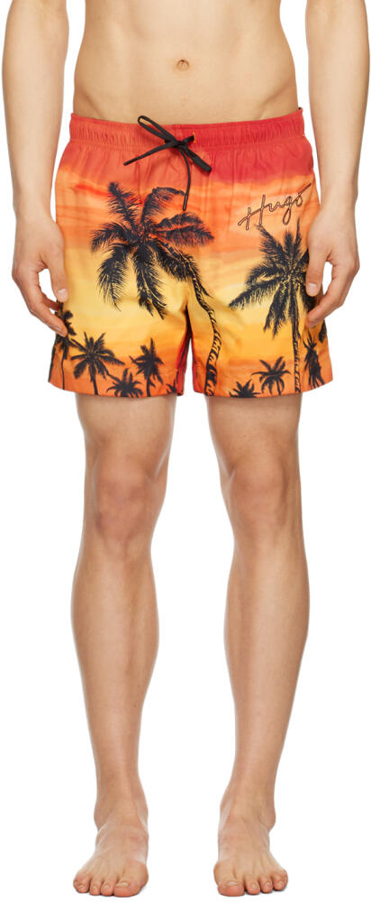 Hugo Orange Graphic Swim Shorts Cover