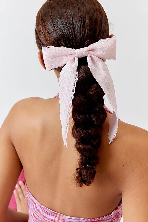 Dolly Satin Lace Hair Bow Barrette in Pink Cover