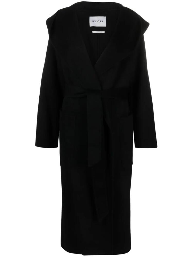 IVY OAK single-breasted belted wool coat - Black Cover