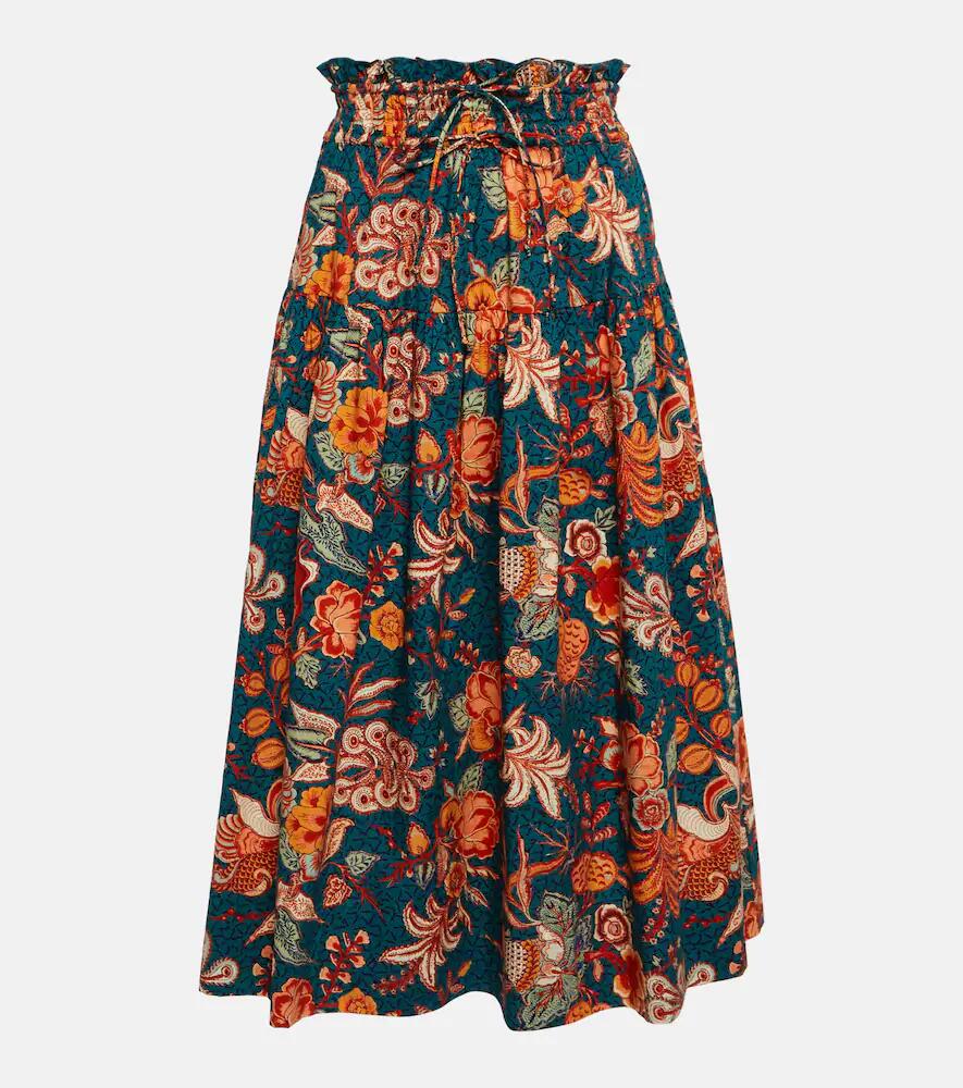 Ulla Johnson Kyra high-rise floral cotton midi skirt Cover