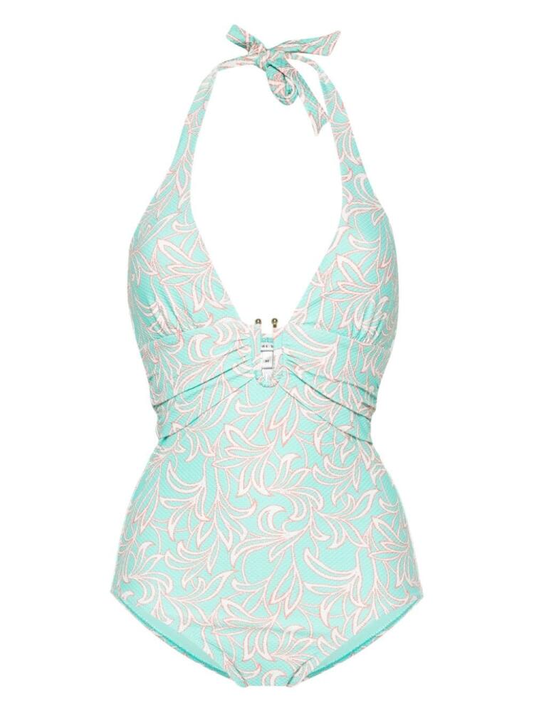 Heidi Klein prickly pear-print halterneck swimsuit - Blue Cover