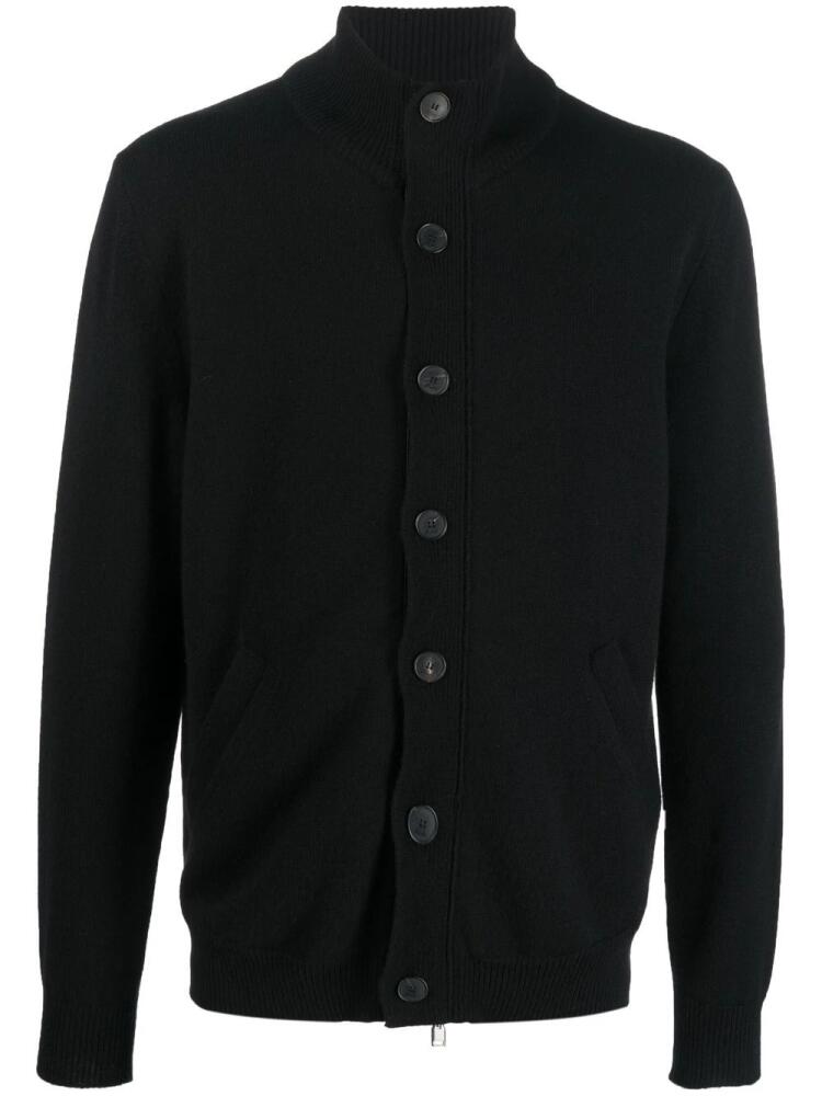 Brioni leather-trimmed cashmere cardigan - Black Cover