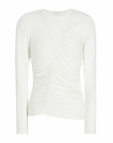 8 By Yoox Crew-neck Gathered Top Woman T-shirt Ivory Viscose, Elastane Cover