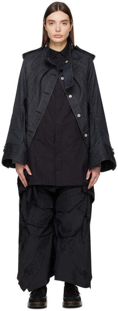 Junya Watanabe Navy Paneled Denim Jacket Cover