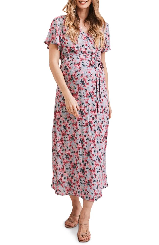 Angel Maternity Floral Midi Wrap Maternity Dress Cover