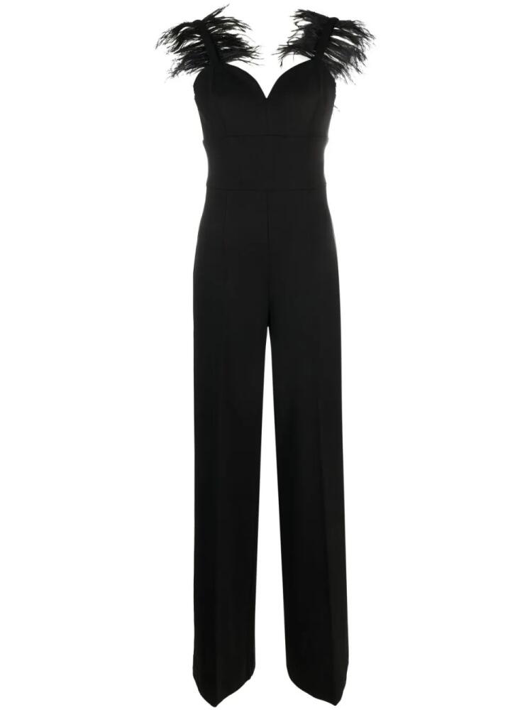 TWINSET feather-trim wide-leg jumpsuit - Black Cover