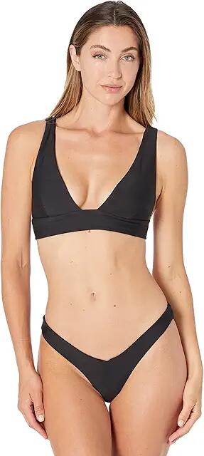 Volcom Simply Seamless Halter Bikini Top (Black) Women's Swimwear Cover