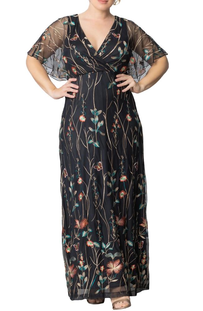 Kiyonna Embroidered Elegance Floral Gown in Onyx Cover