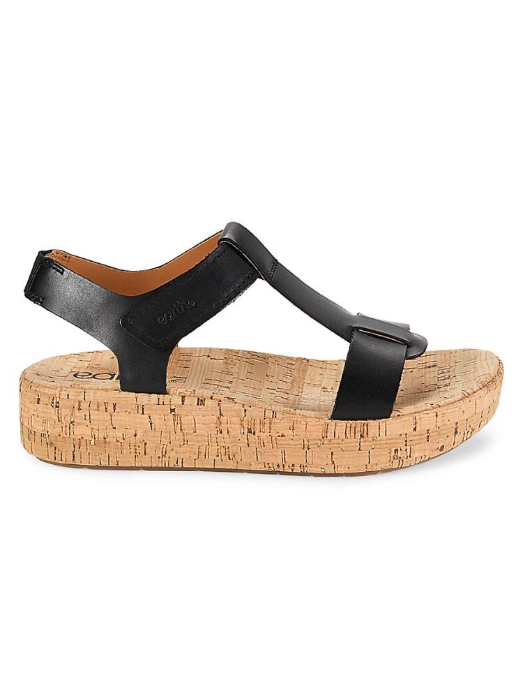 Earth Women's Leather Platform Sandals - Black Cover