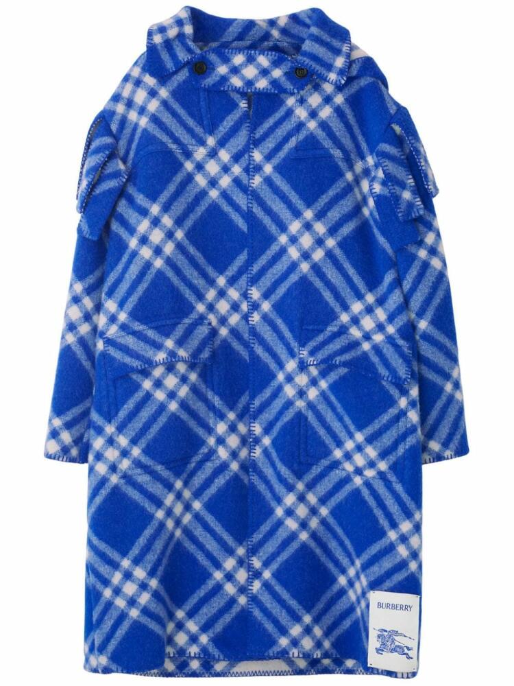 Burberry plaid-check wool blanket cape - Blue Cover