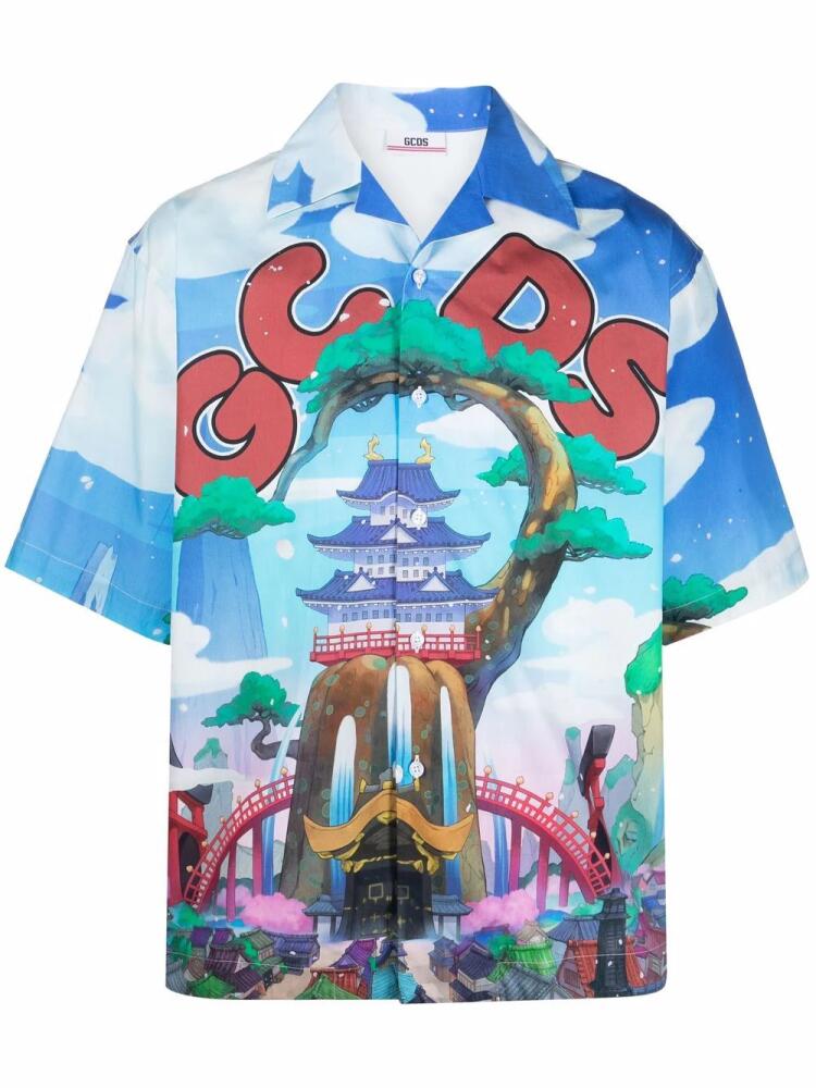 GCDS graphic-print short-sleeve shirt - Blue Cover