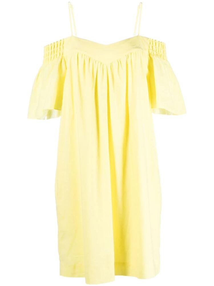 Karl Lagerfeld belted linen-blend midi dress - Yellow Cover